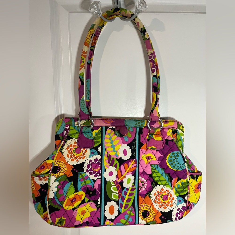 Vera Bradley VaVa Bloom 2012 Satchel Shoulder Bag Purse Multicolor Floral Cotton